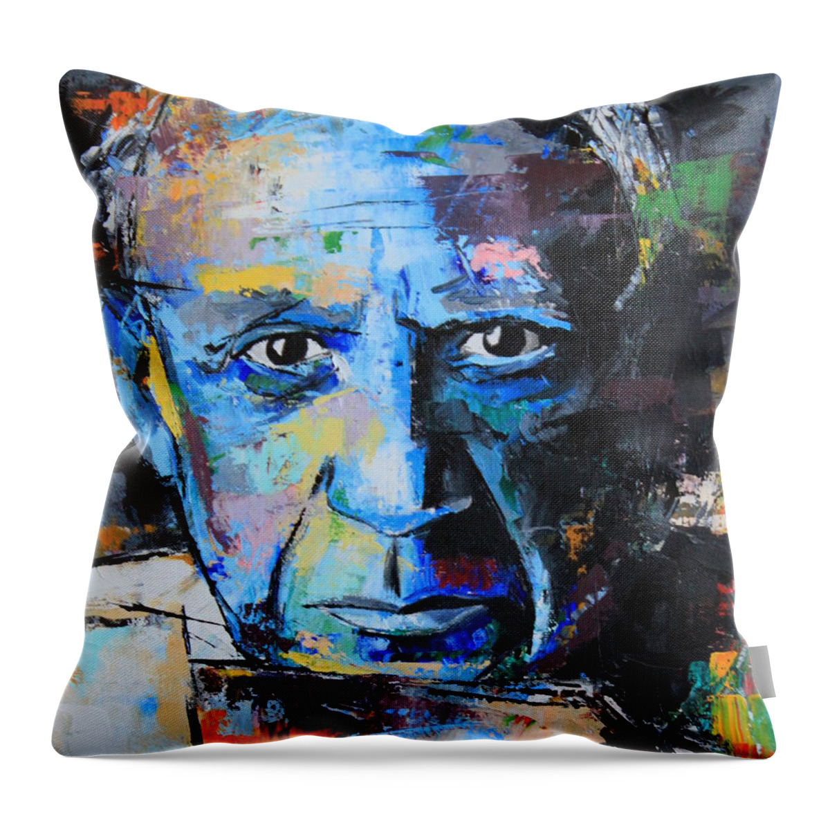 Pablo Picasso Throw Pillow featuring the painting Pablo Picasso by Richard Day