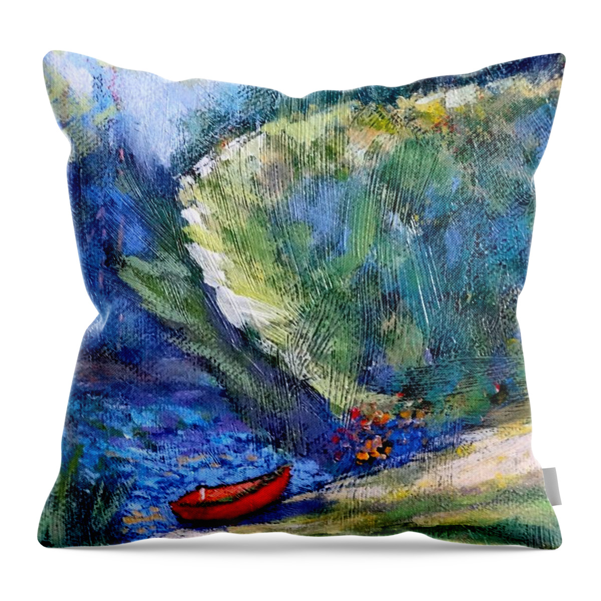 Boat Throw Pillow featuring the painting Pacific NW Light #2 by Charles Munn