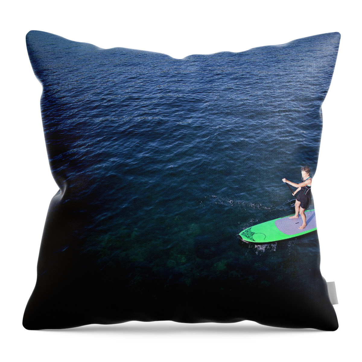 Horizontal Throw Pillow featuring the photograph Paddle Boarder by Ben Girardi