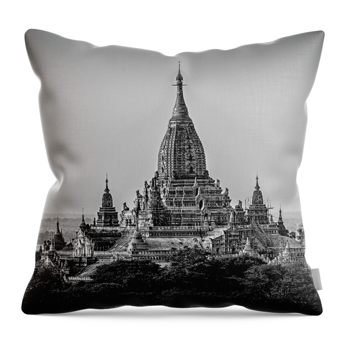 Pagoda Throw Pillow featuring the photograph Pagoda Landscape Bagan by Manuela Martin
