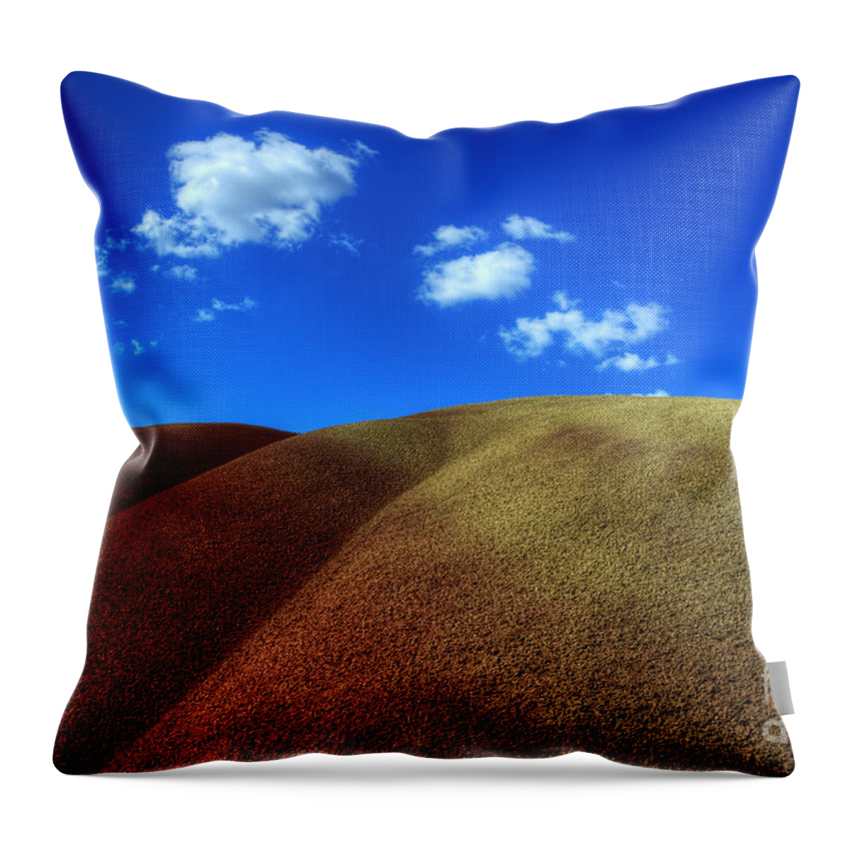 John Day Throw Pillow featuring the photograph Painted Hills Blue Sky 1 by Bob Christopher