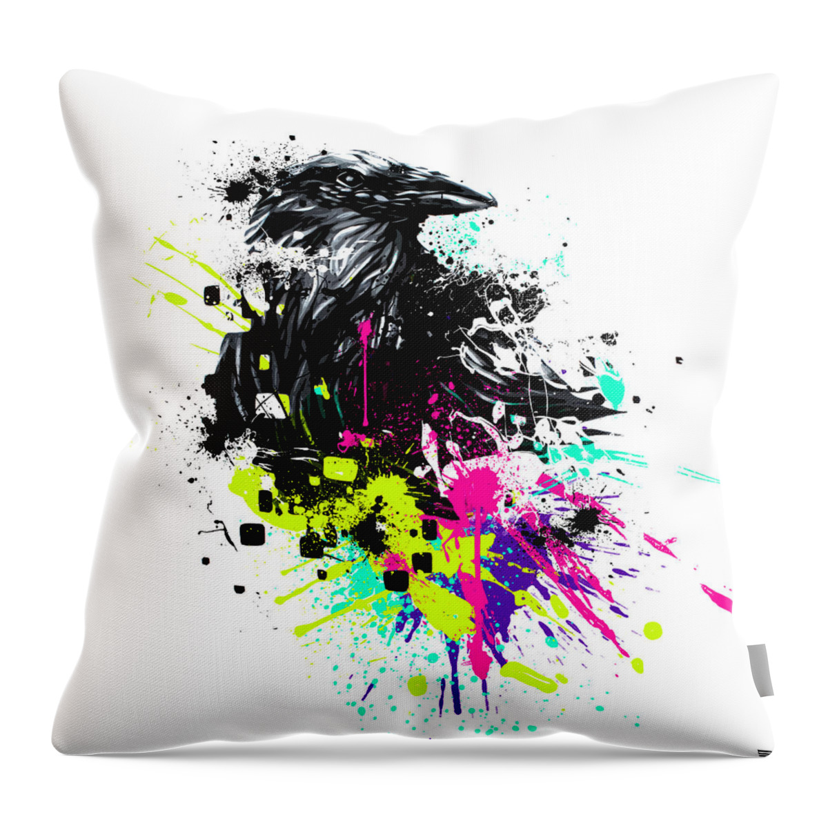 Raven Throw Pillow featuring the digital art Painted Raven by Jeremy Scott