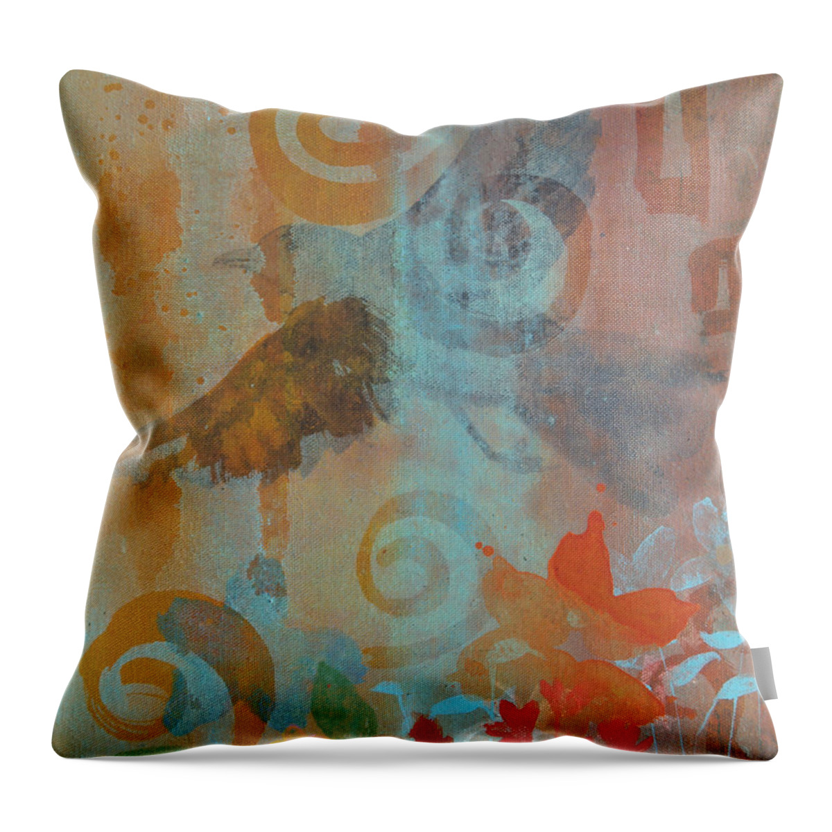 Libre Throw Pillow featuring the painting Pajaro Libre by Robin Pedrero