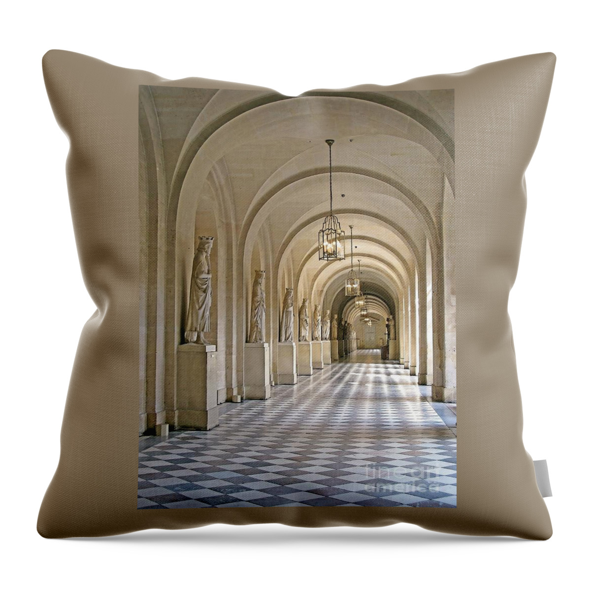 Versailles Throw Pillow featuring the photograph Palace Corridor by Ann Horn