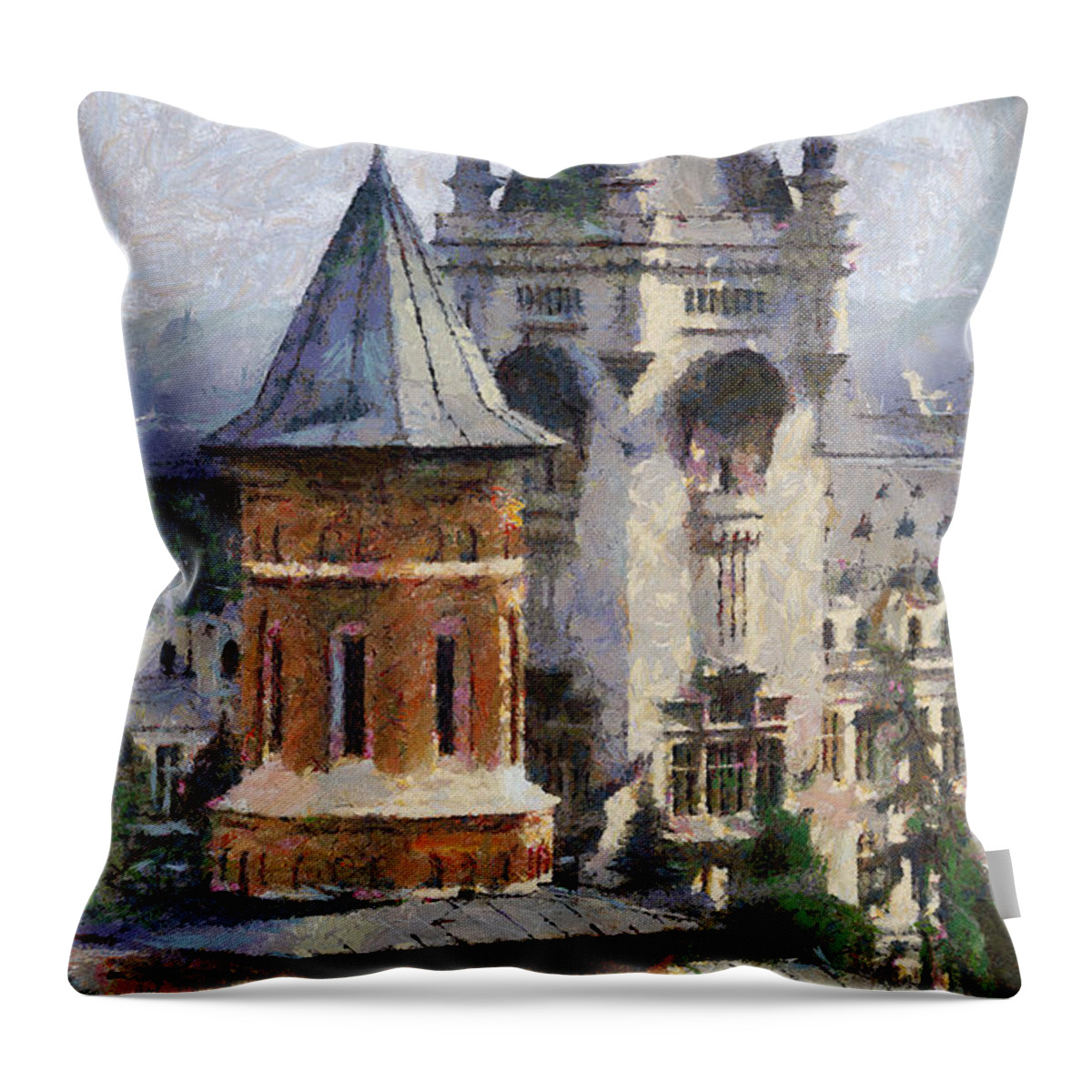 Chapel Throw Pillow featuring the painting Palace of Culture by Jeffrey Kolker