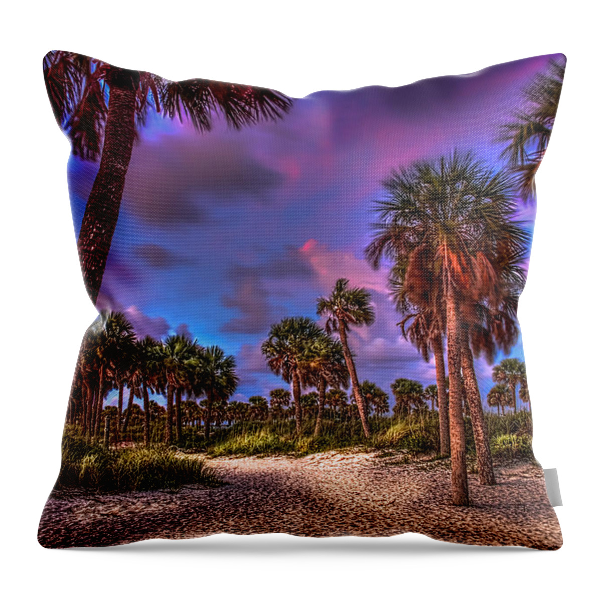 Landscape Throw Pillow featuring the photograph Palm Grove by Marvin Spates