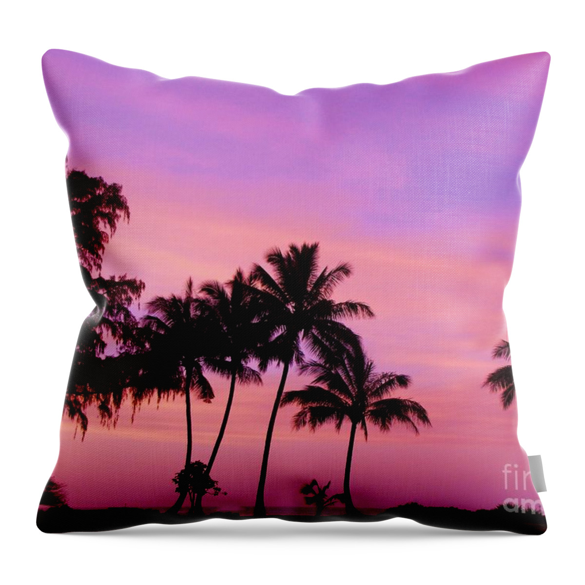 Sunset Throw Pillow featuring the photograph Palm Tree Sunset Silohettes by Michele Penner