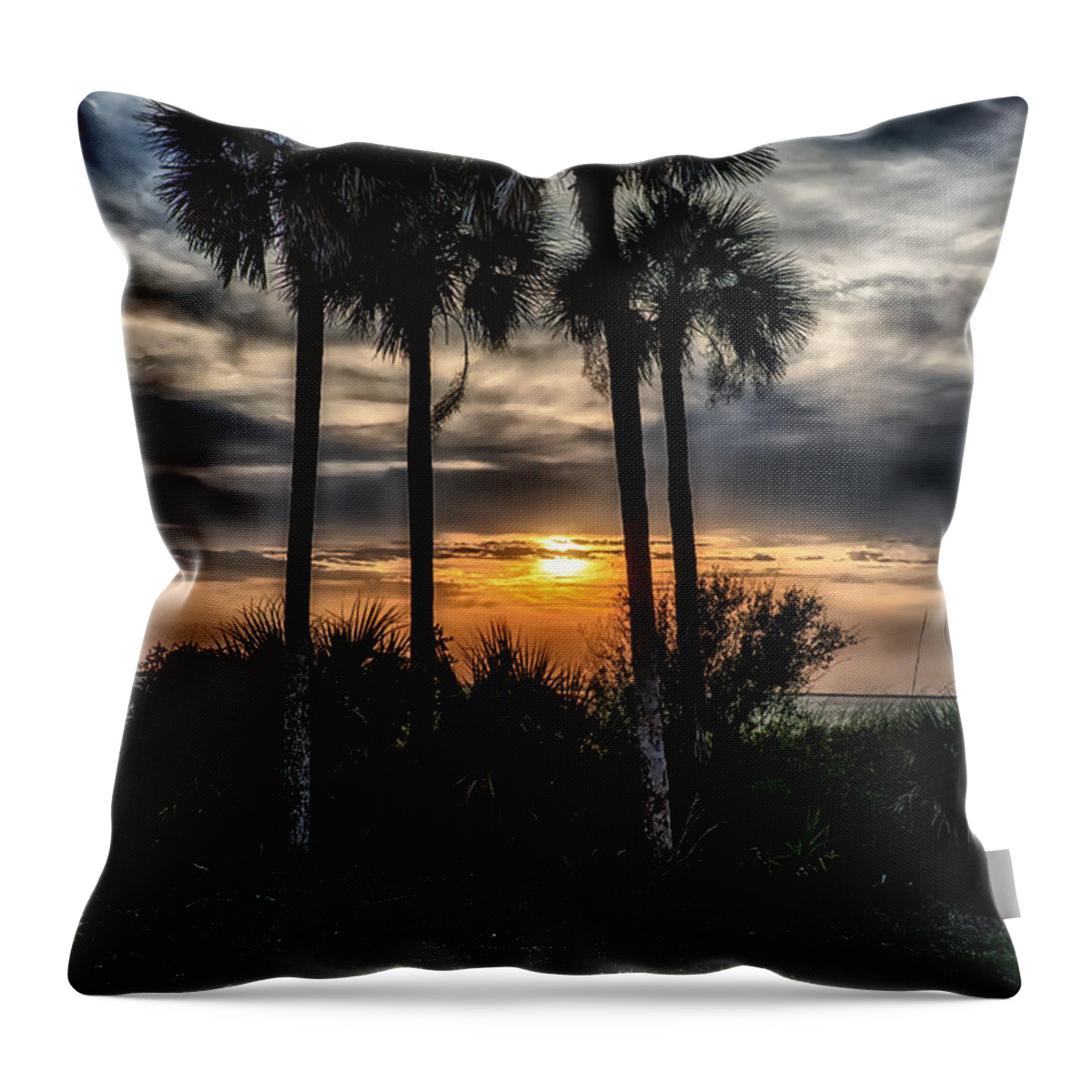 Palm Trees Throw Pillow featuring the photograph Palms at Sunet by Michael White