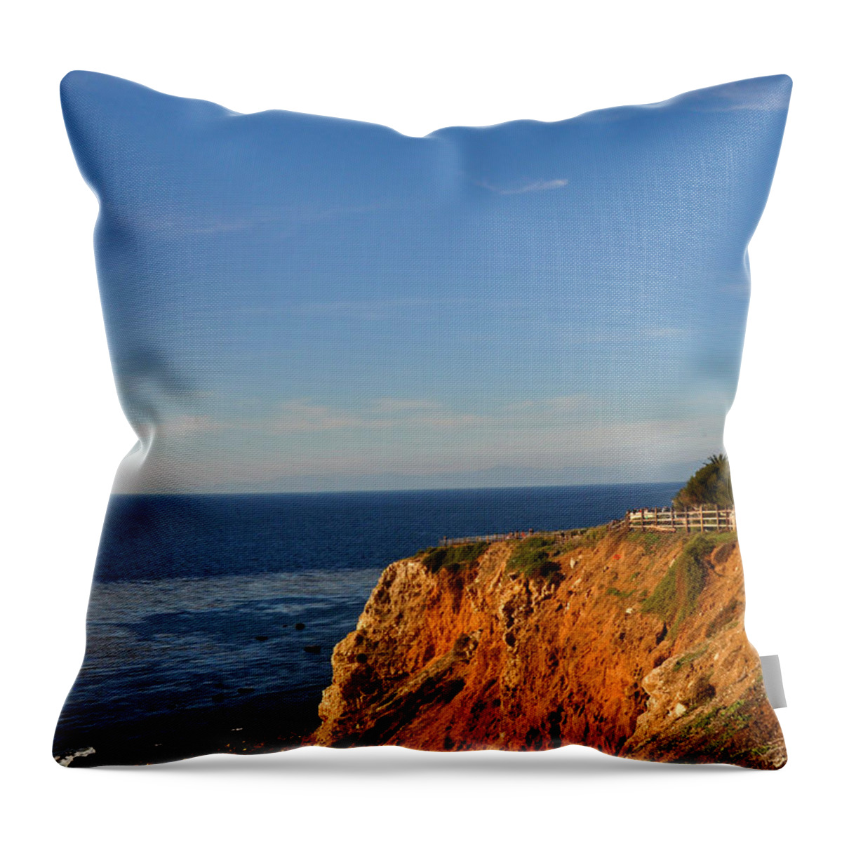 Ocean Throw Pillow featuring the photograph Palos Verdes Cliff by Diane Lent