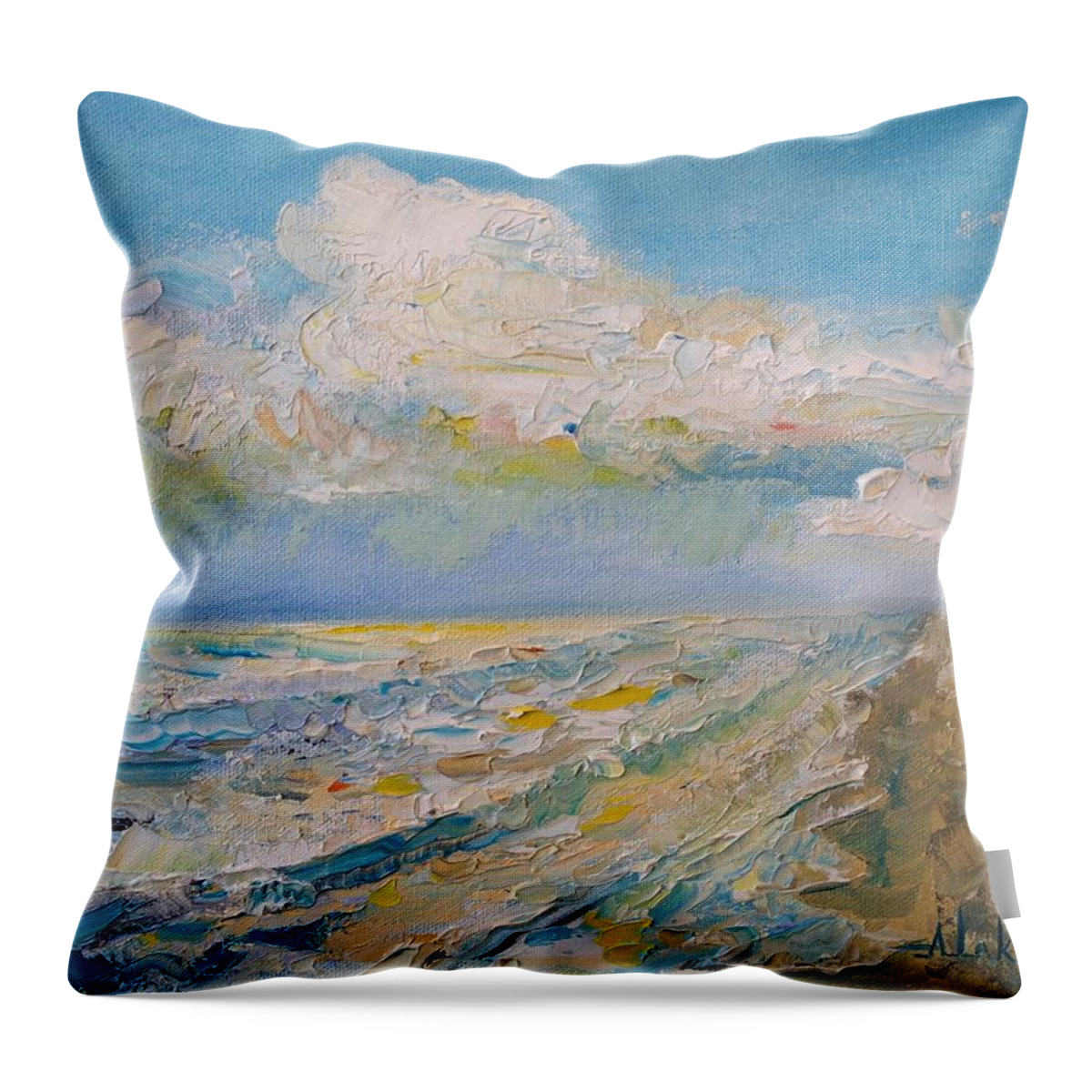 Seascape Throw Pillow featuring the painting Panama City Beach by Alan Lakin