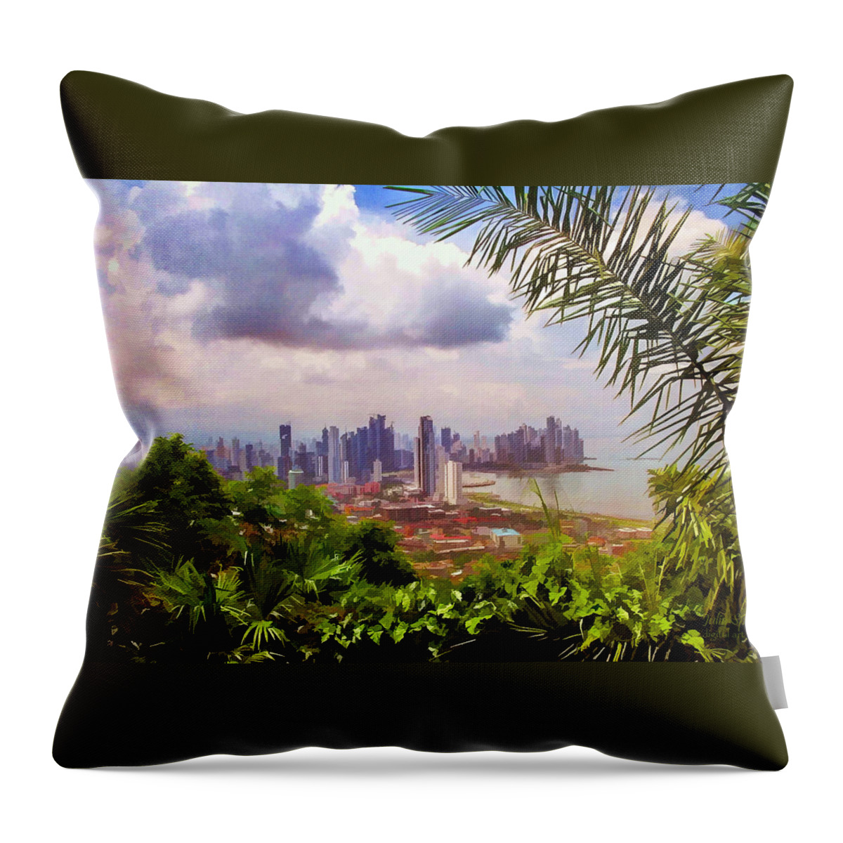 Julia Springer Throw Pillow featuring the photograph Panama City from Ancon Hill by Julia Springer