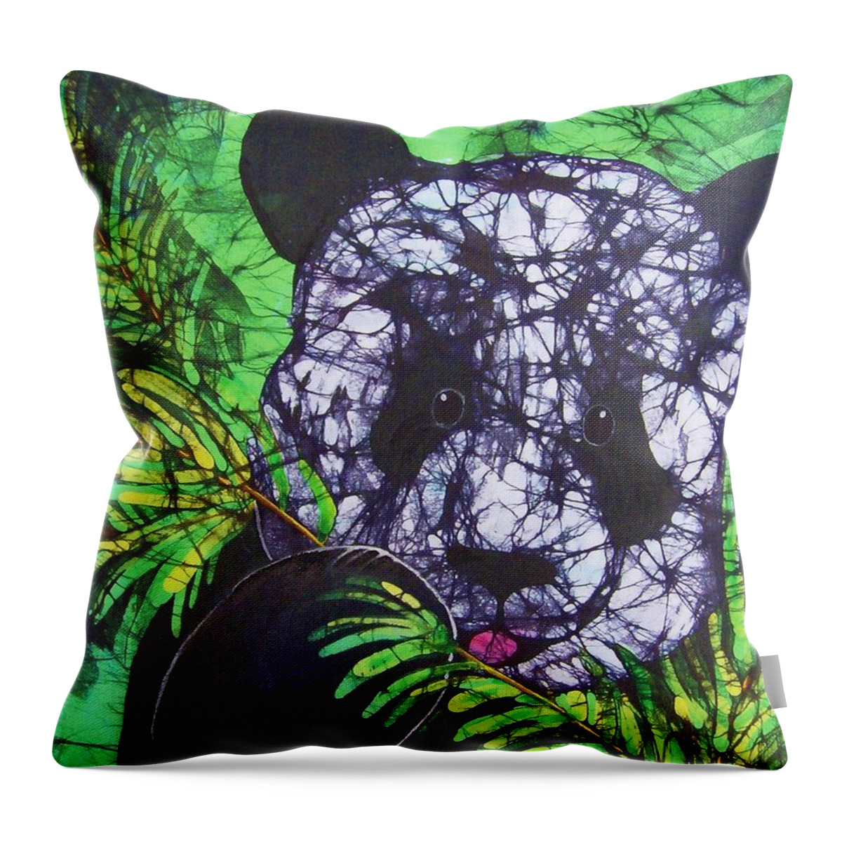 Panda Throw Pillow featuring the tapestry - textile Panda Snack by Kay Shaffer
