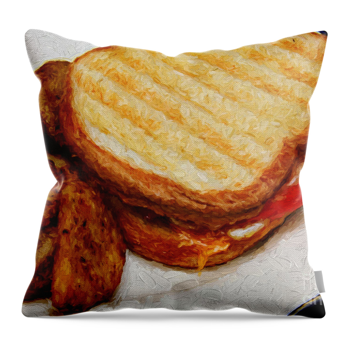 Andee Design Food Throw Pillow featuring the photograph Panini Sandwich And Potato Wedges 2 by Andee Design