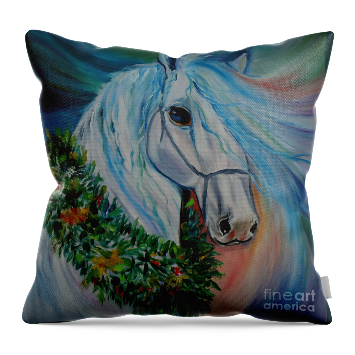 Horse Throw Pillow featuring the painting Paniolo Horse Jenny Lee Discount by Jenny Lee
