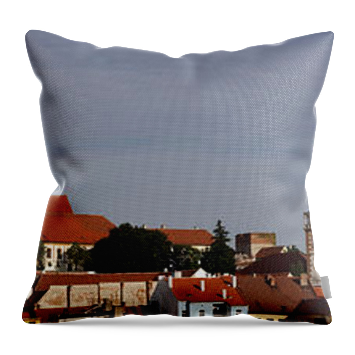Mikulov Throw Pillow featuring the photograph panorama - Mikulov castle by Michal Boubin