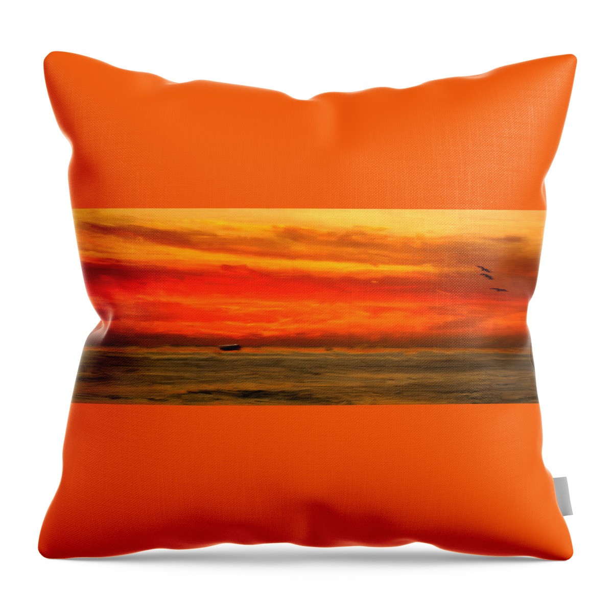 Sunset. Sunrise Throw Pillow featuring the painting Panorama of a Sunset by Bruce Nutting