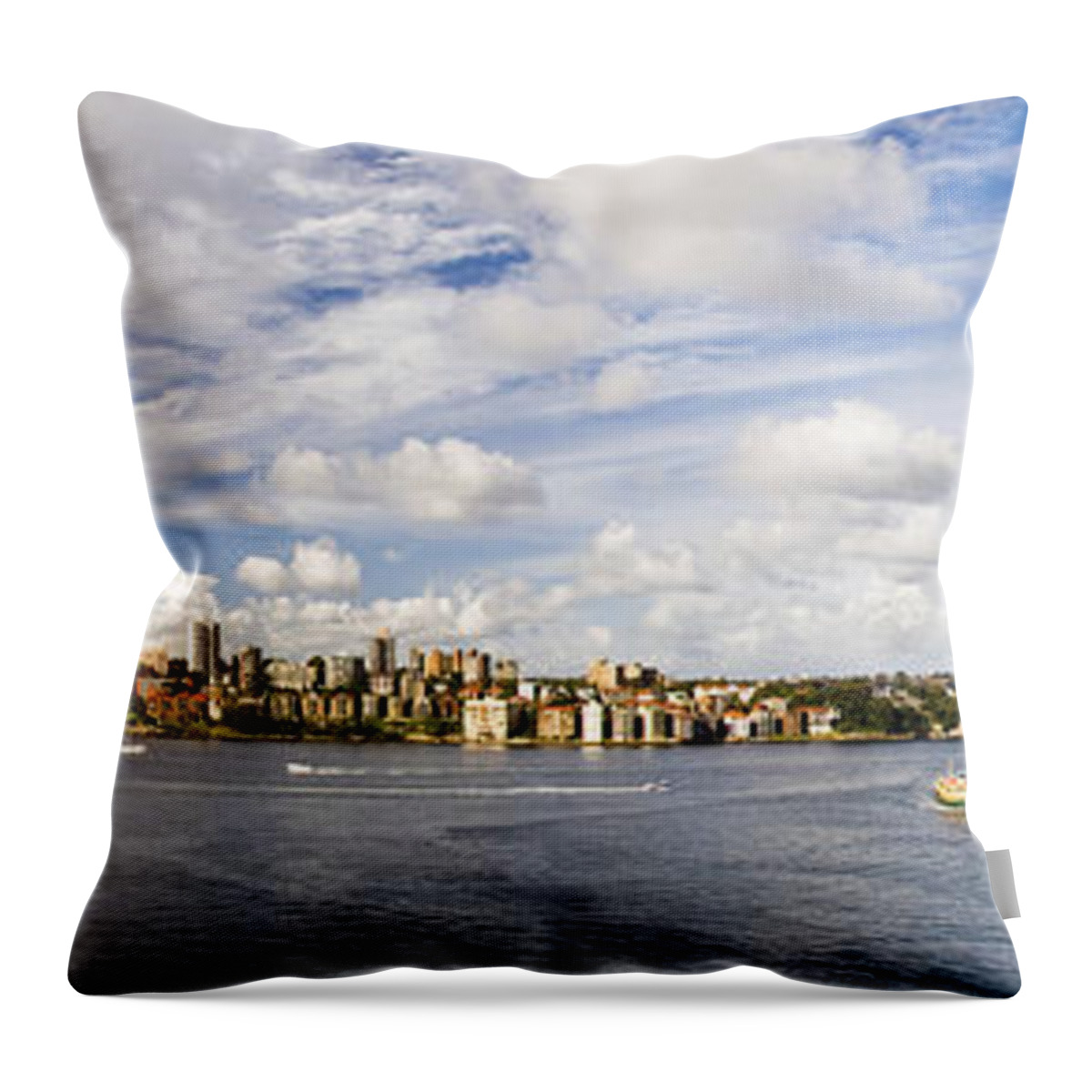 Sydney. Australia Throw Pillow featuring the photograph Panorama of Sydney Harbor by David Smith