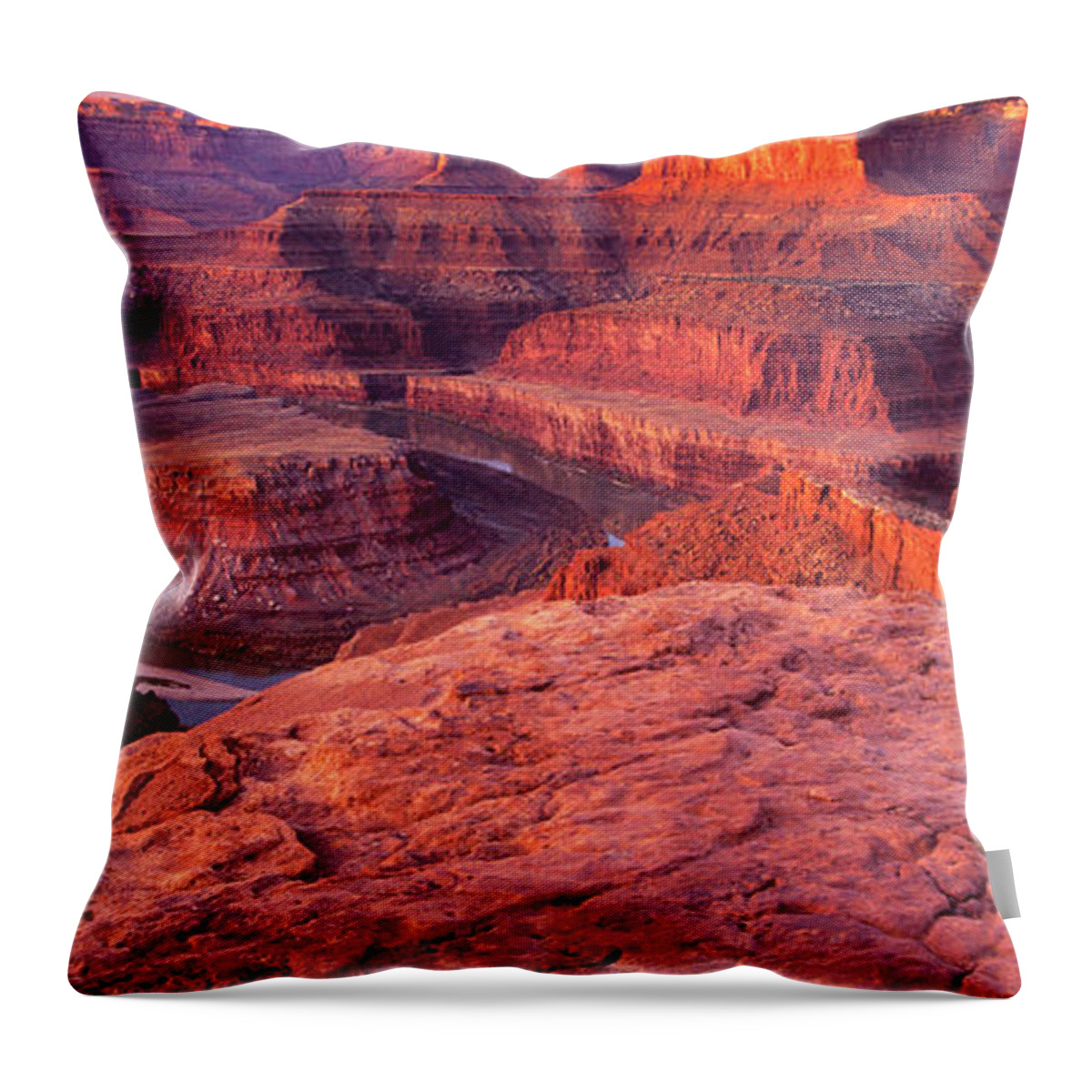Dead Horse Point Throw Pillow featuring the photograph Panorama Sunrise at Dead Horse Point Utah by Dave Welling