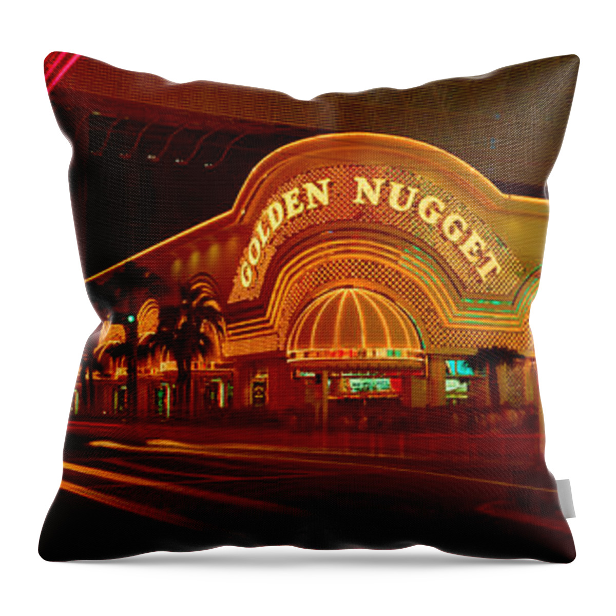 Photography Throw Pillow featuring the photograph Panoramic View Of Golden Nugget Casino by Panoramic Images