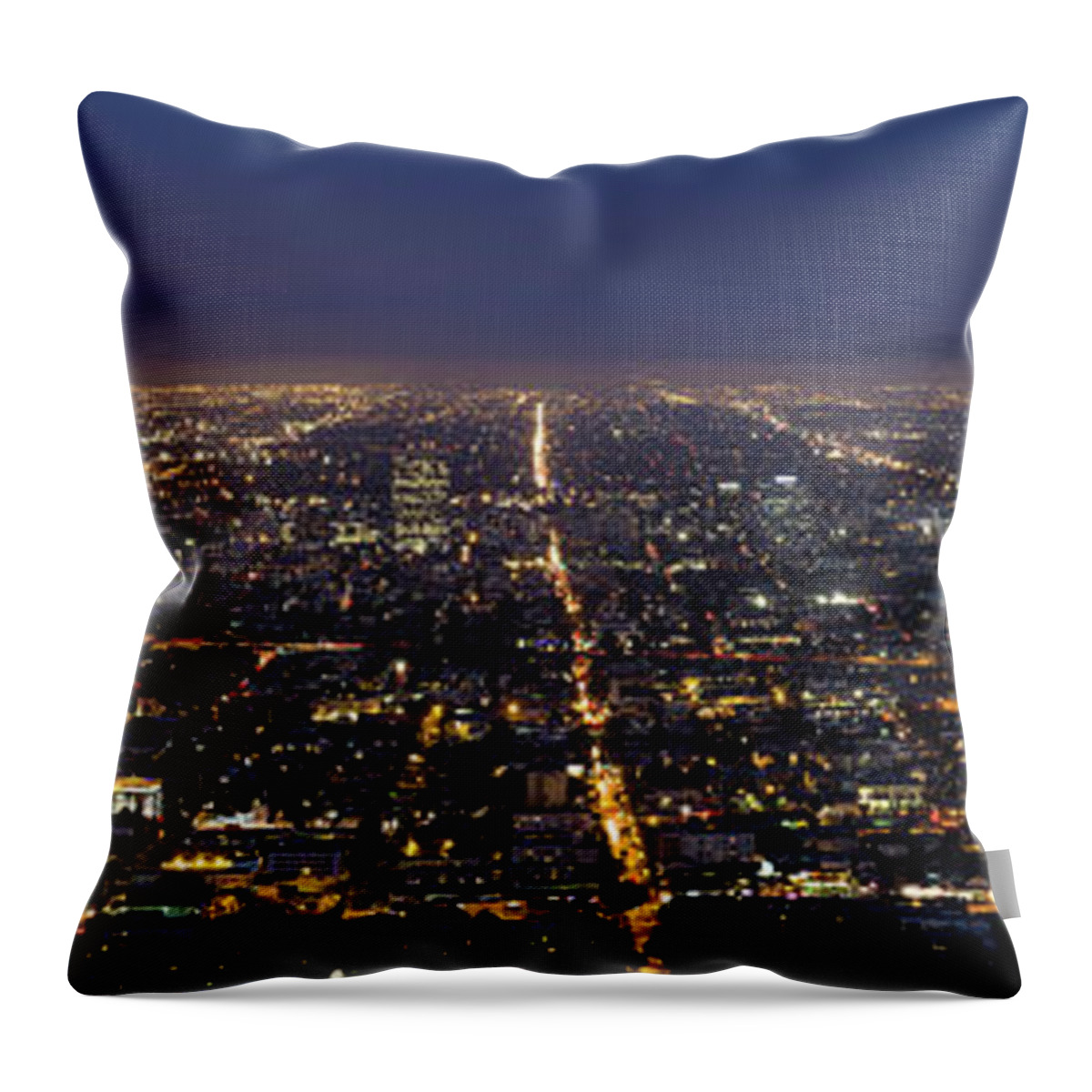 Scenics Throw Pillow featuring the photograph Panoramic View Of Los Angeles At by Chrisp0