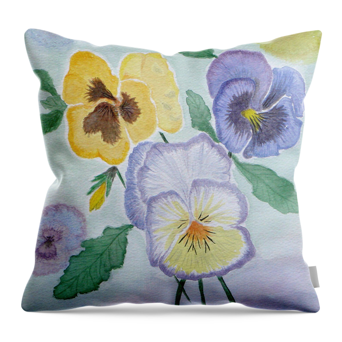 Pansy Throw Pillow featuring the painting Pansies by Yvonne Johnstone