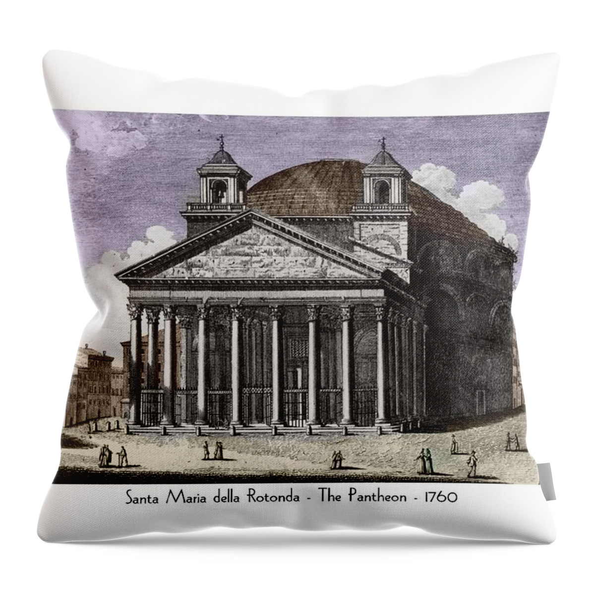 Pantheon Throw Pillow featuring the digital art Pantheon Santa Maria della Rotonda by John Madison