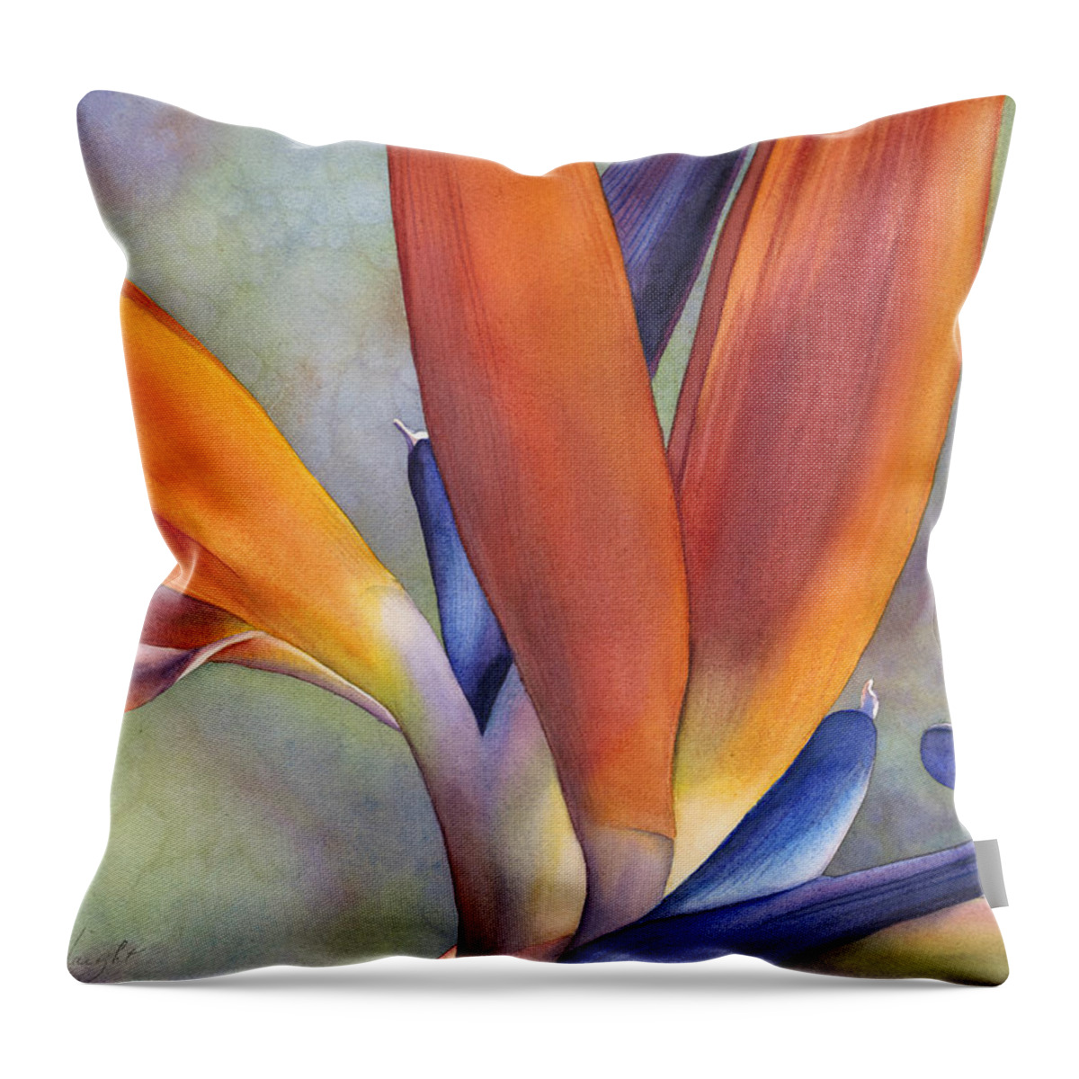 Bird Of Paradise Throw Pillow featuring the painting Paradise Bird by Sandy Haight