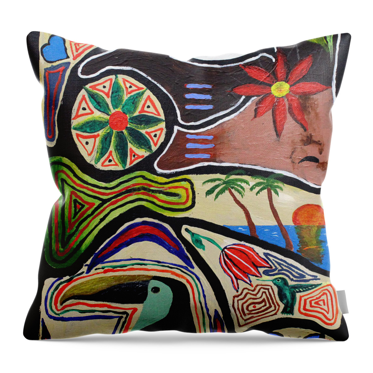 Abstract Art Throw Pillow featuring the painting Paradise by David I by David Jackson