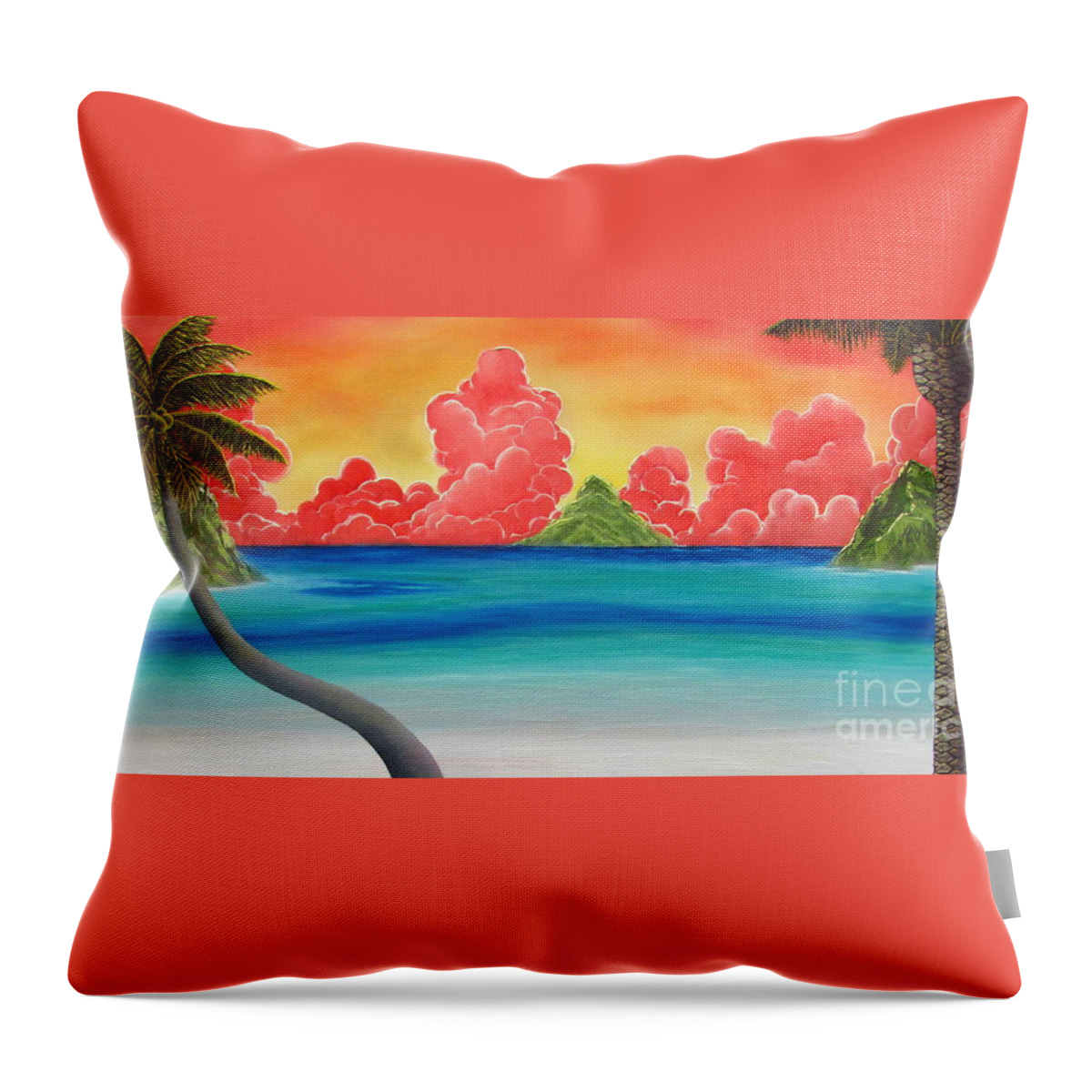 Paradise Paintings Throw Pillow featuring the painting Paradise Panorama by Joshua Bales