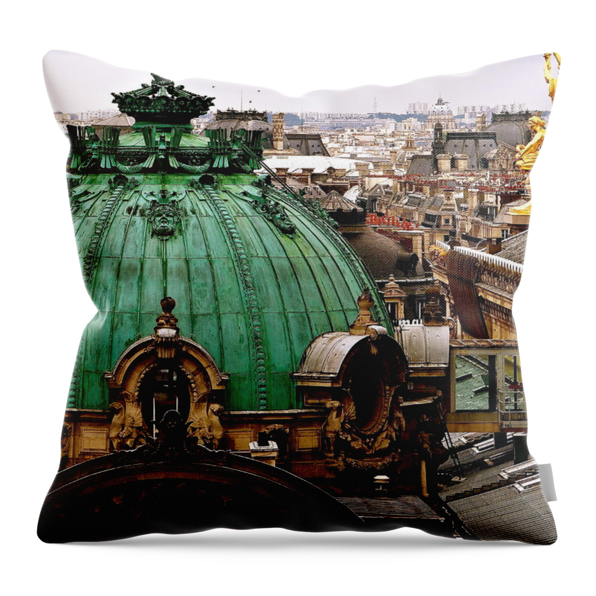 Paris Opera Throw Pillow featuring the photograph Paris Drizzles by Ira Shander