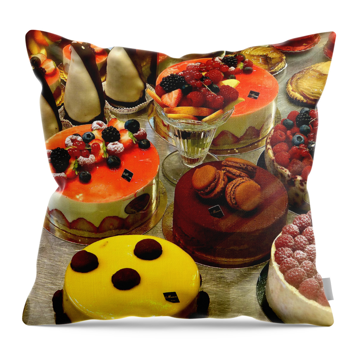 Paris Patries Throw Pillow featuring the photograph Paris Pastry Pause by Ira Shander