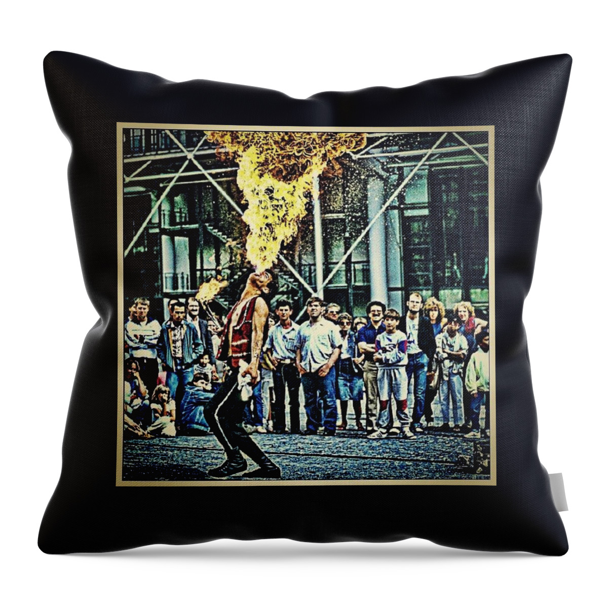 Street Throw Pillow featuring the photograph Paris Street Entertainment by Hans Fotoboek