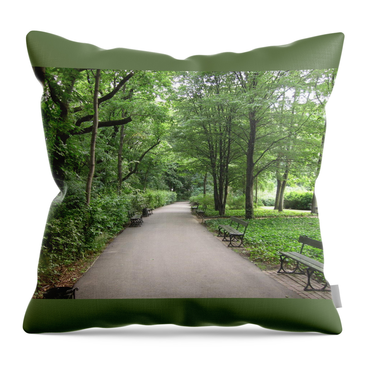  Throw Pillow featuring the photograph Park Bench Poland by Nora Boghossian