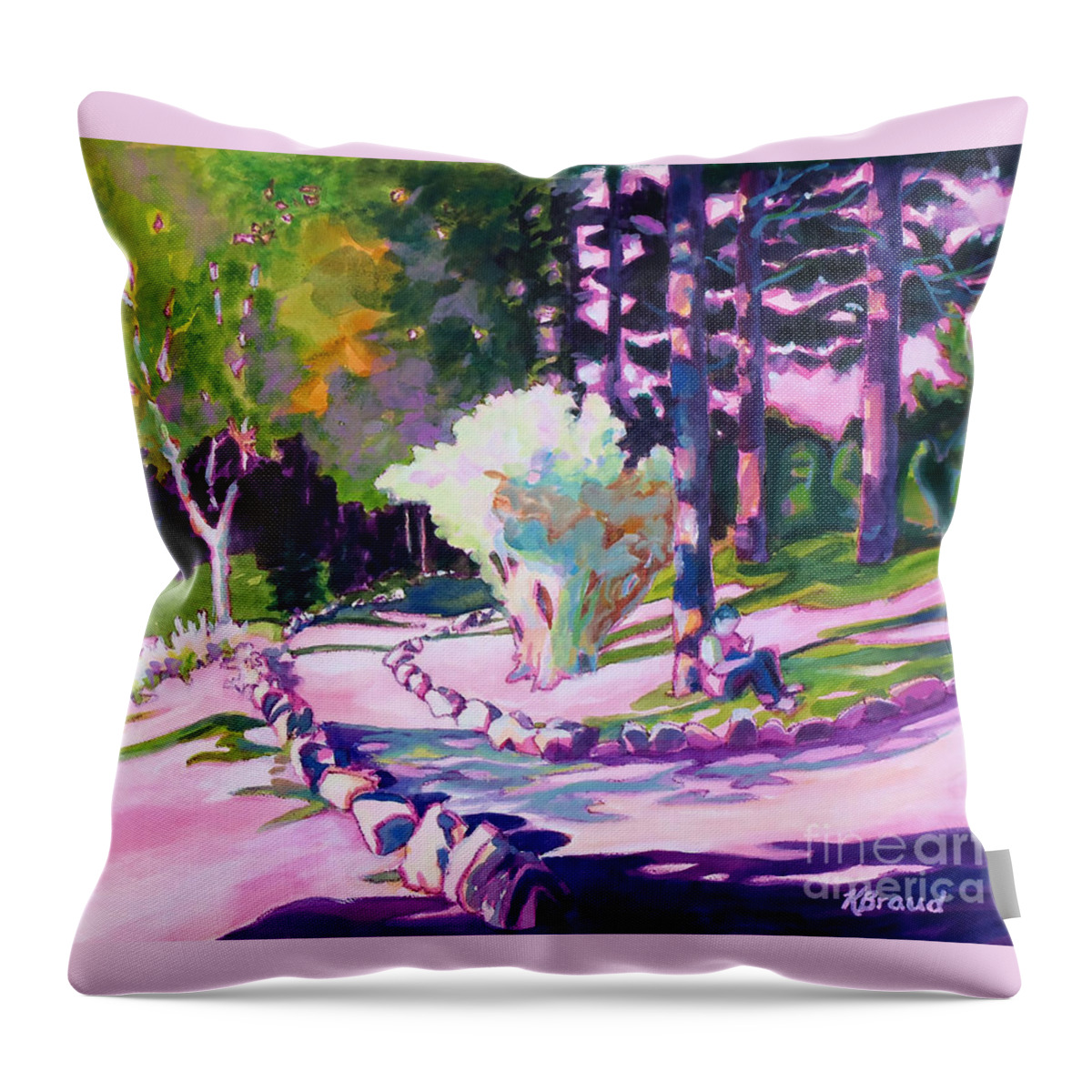 Paintings Throw Pillow featuring the painting Park Trails 2      by Kathy Braud