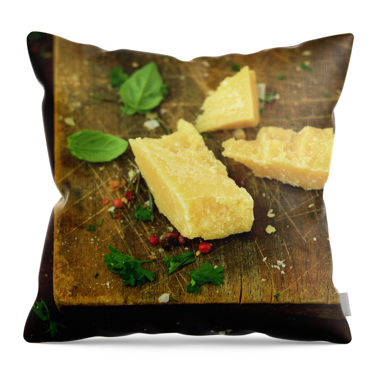 Cheese Throw Pillow featuring the photograph Parmesan Cheese by Thepalmer