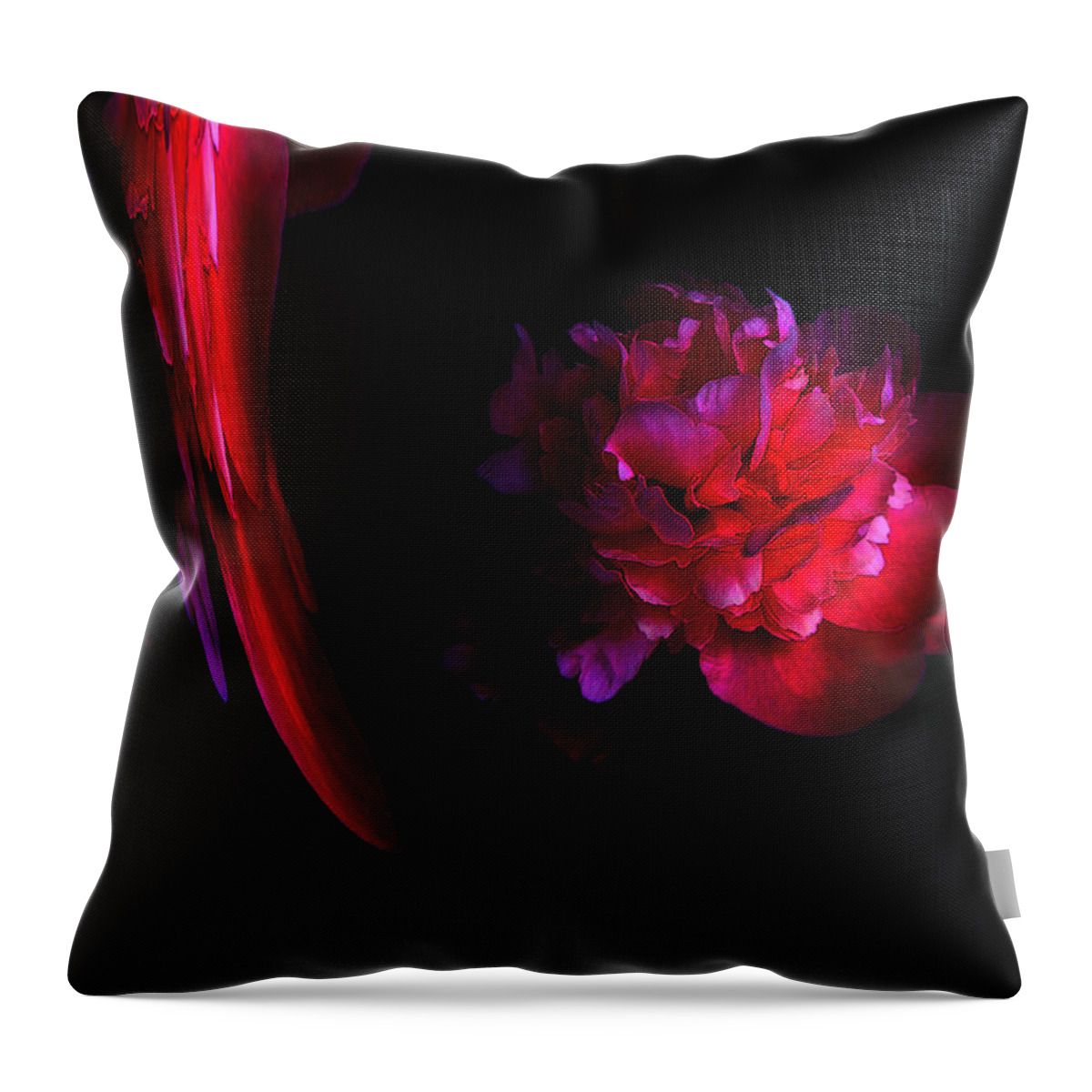 Paeony Throw Pillow featuring the photograph Parrot and Paeony Illusion by Stephanie Grant