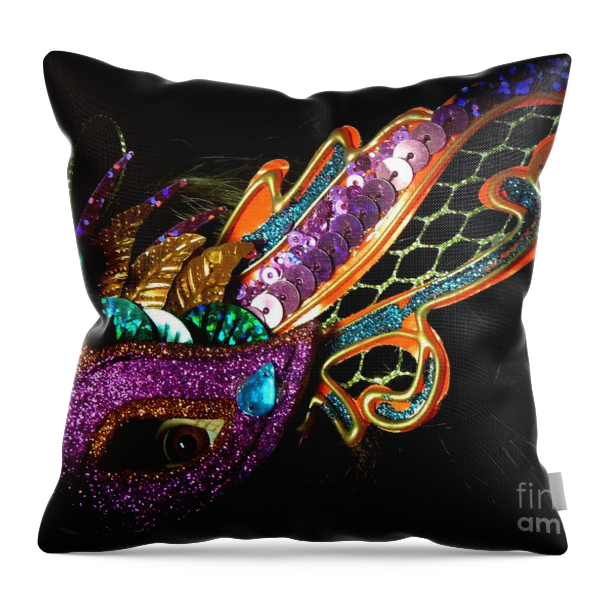 Mask Throw Pillow featuring the photograph Party All Night by Renee Trenholm