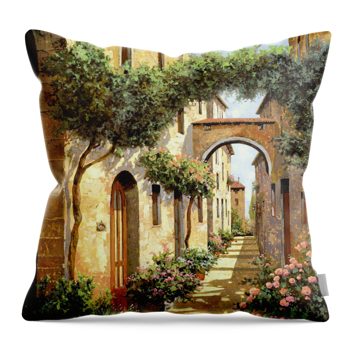 Landscape Throw Pillow featuring the painting Passando Sotto L'arco by Guido Borelli