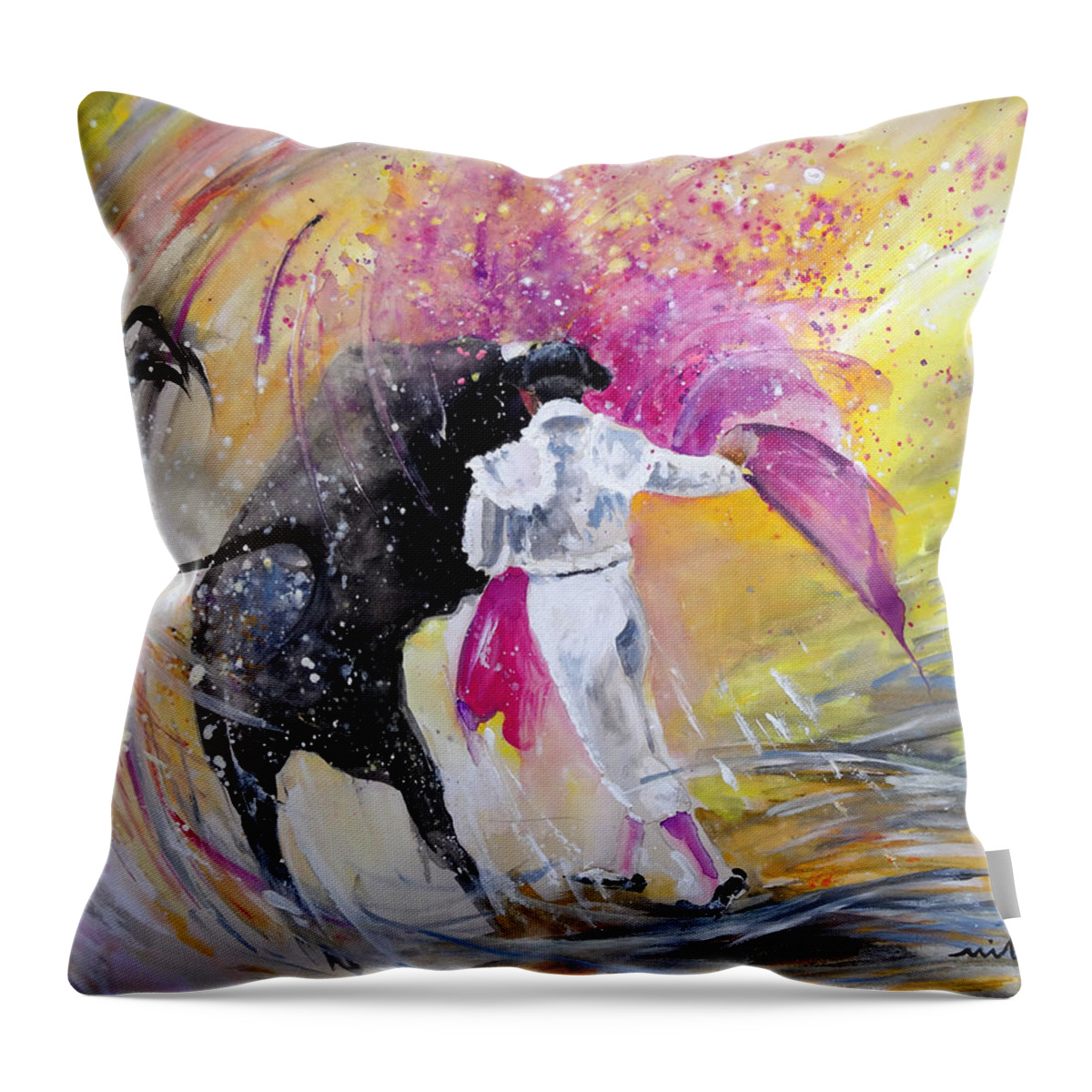 Animals Throw Pillow featuring the painting Passing Pink by Miki De Goodaboom