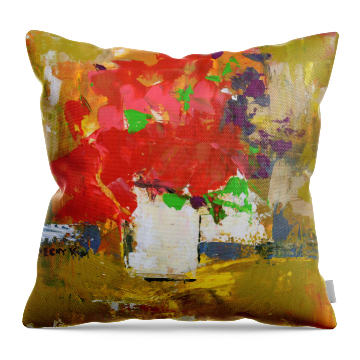 Floral Throw Pillow featuring the painting Passion 1 by Becky Kim