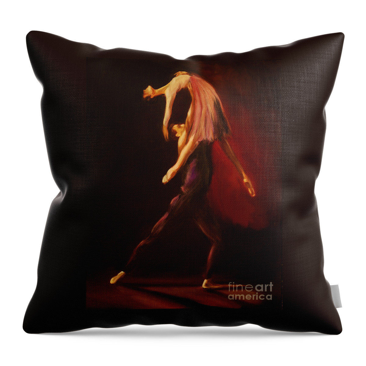 Ballet Throw Pillow featuring the painting Passion by Nancy Bradley