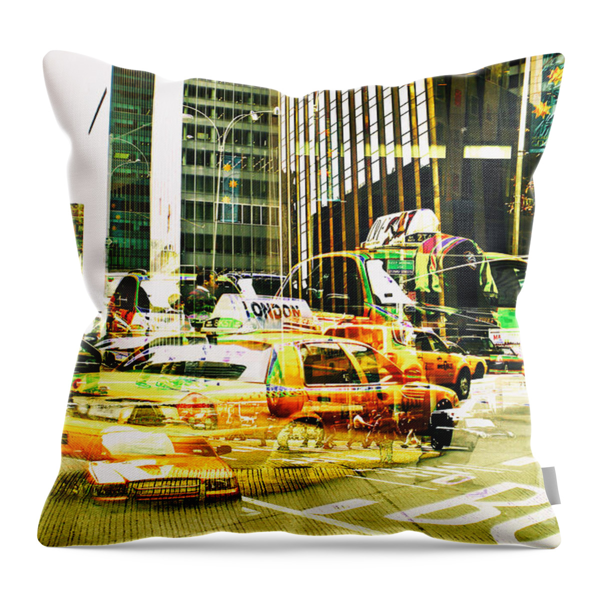 New York City Throw Pillow featuring the photograph Passion NYC Midtown Noon Traffic by Sabine Jacobs