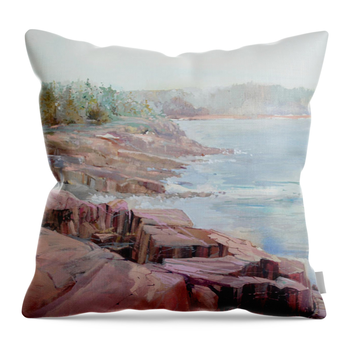 Seacoast Throw Pillow featuring the painting Pastel Cove by P Anthony Visco