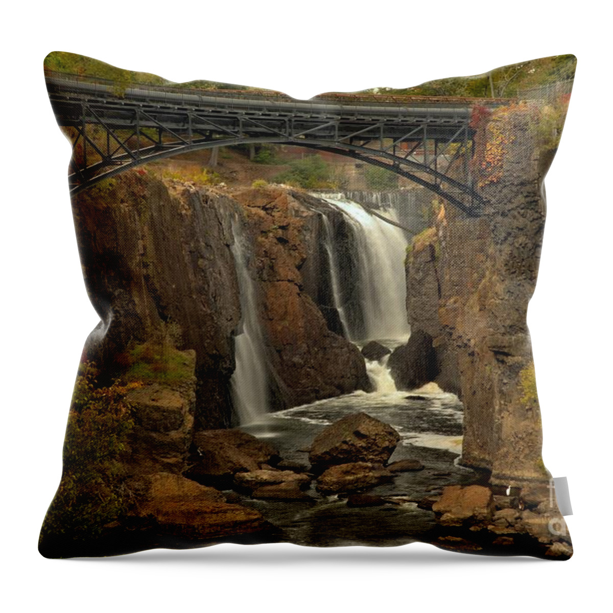 Patterson Great Falls Throw Pillow featuring the photograph Paterson Great Falls New Jersey by Adam Jewell