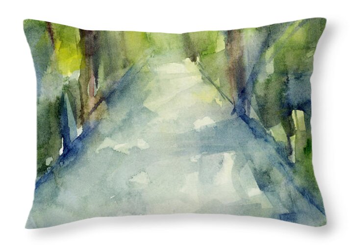Garden Throw Pillow featuring the painting Path Conservatory Garden Central Park Watercolor Painting by Beverly Brown