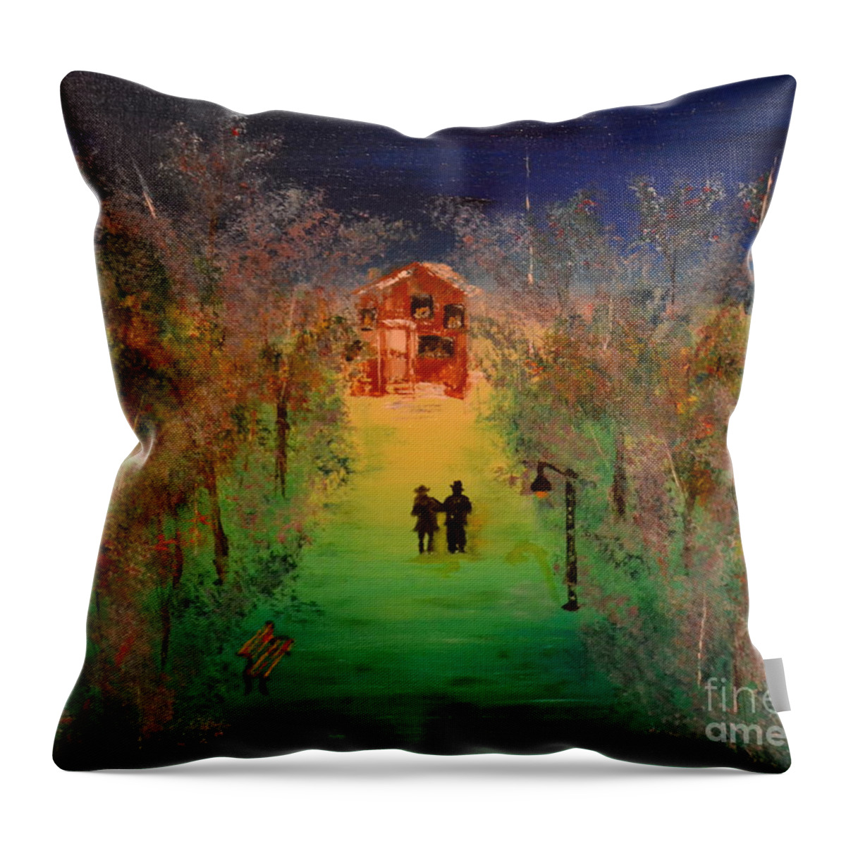 Farm House Throw Pillow featuring the painting Pathway Home by Denise Tomasura