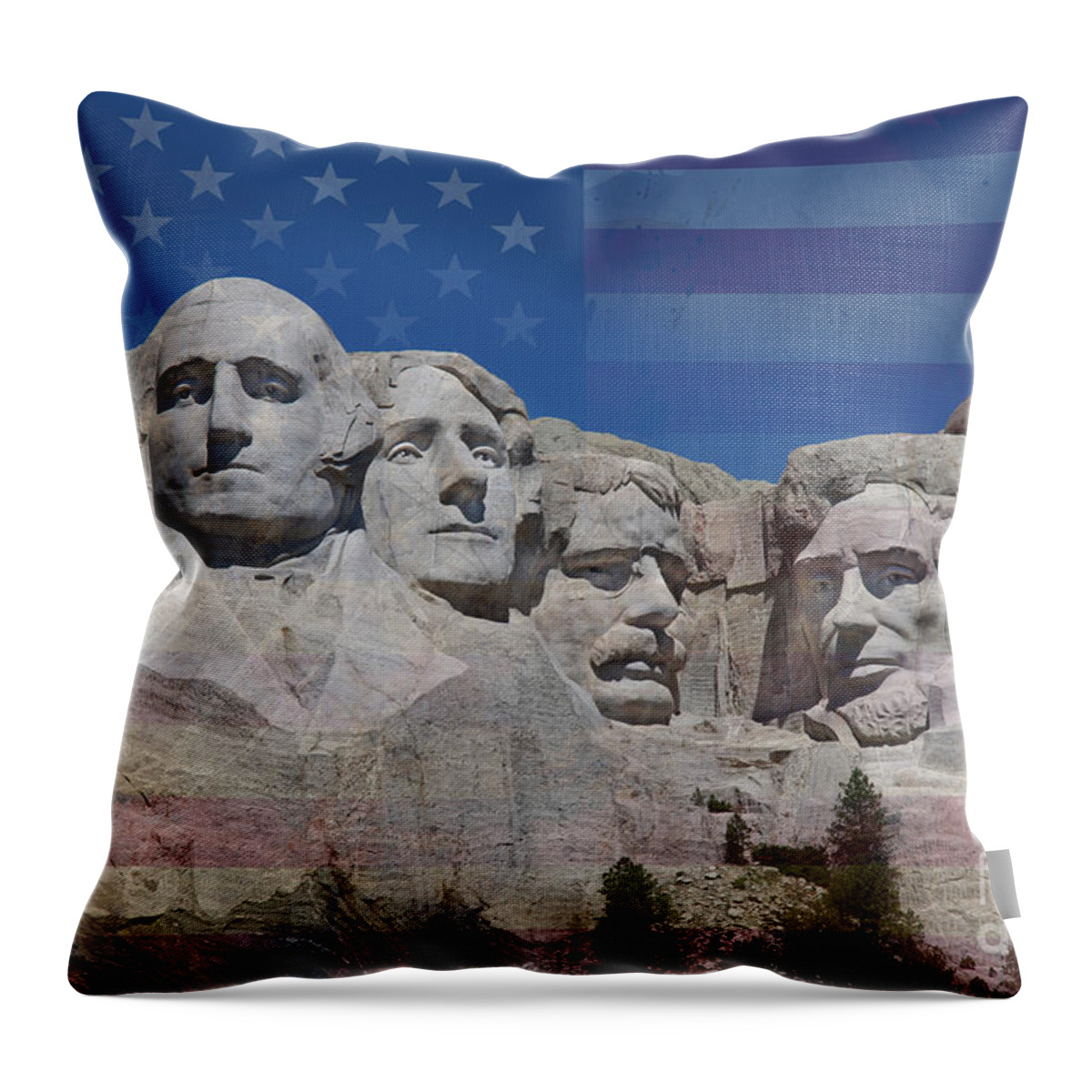 Mount Rushmore Throw Pillow featuring the photograph Patriotic Presidents by Jemmy Archer