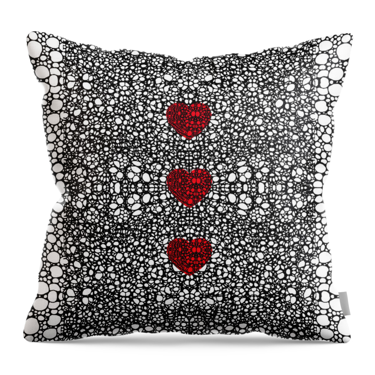 Heart Throw Pillow featuring the painting Pattern 34 - Heart Art - Black And White Exquisite Patterns By Sharon Cummings by Sharon Cummings