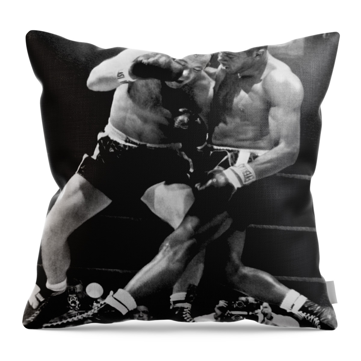 1950s Throw Pillow featuring the photograph Patterson And Johansson Boxing by Underwood Archives