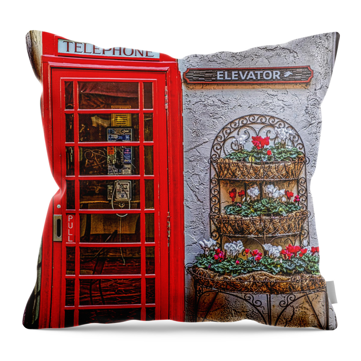 Payphone Throw Pillow featuring the photograph Payphone by Mitch Shindelbower